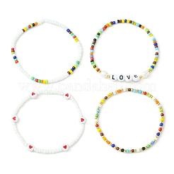 Ensemble de bracelets extensibles en perles de verre&nbsp;BJEW-TA00323