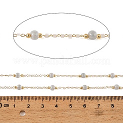 Laiton main chaînes de perles de verre&nbsp;GL-CBA1C06-01G-06