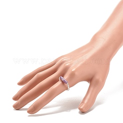 Anello da dito con perline a colonna in pietra mica viola/lepidolite naturale con ematite sintetica&nbsp;RJEW-JR00461-04