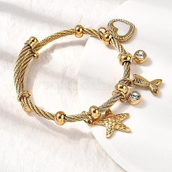 Pulseras con dijes de acero inoxidable 304 para mujer&nbsp;BJEW-Z141-01G