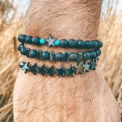 Bracelets tressés en perles de pierre noires naturelles&nbsp;XX5471