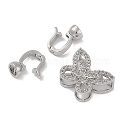 Fermoirs repliables en laiton micro pave zircone cubique transparente&nbsp;FIND-U017-14P