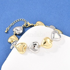 Herzförmige Armbänder aus Messing mit Gliederkette für Damen&nbsp;BJEW-K248-04G