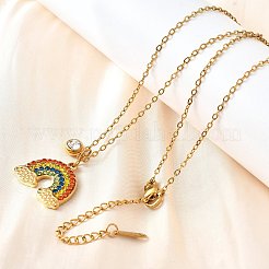 Halsketten mit Regenbogen-Anhänger aus 304 Edelstahl mit Strassen für Damen&nbsp;NJEW-U043-03G