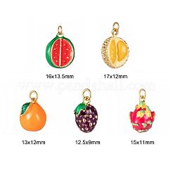 10 pz 5 pendenti smaltati in ottone a tema frutta in stile&nbsp;KK-LS0001-32