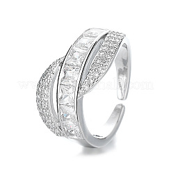 Messing Micro Pave Zirkonia Manschette offene Ringe&nbsp;WG7616C-01