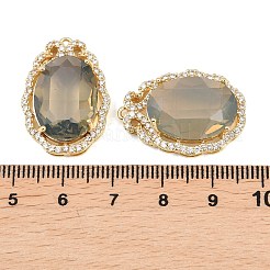 Pendenti in zirconi cubici trasparenti in micro pavè di ottone&nbsp;KK-H257-07G-03