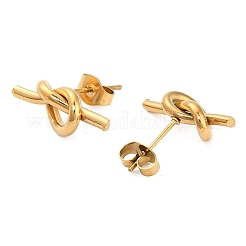 Orecchini a bottone in acciaio inossidabile 304 con nodo&nbsp;EJEW-Z150-01G