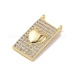 Pendentifs en laiton micro pavé de zircone cubique transparent pour la saint-valentin&nbsp;KK-L268-026G-04
