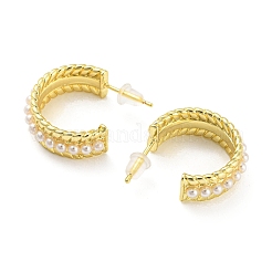 Boucles d'oreilles rondes en laiton plaqué à crémaillère&nbsp;EJEW-Q779-08G