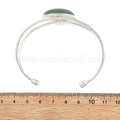 Brazaletes planos redondos de latón huecos con piedras preciosas mixtas naturales para mujer.&nbsp;BJEW-JB14330-01
