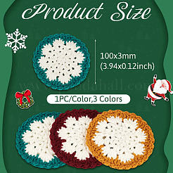 3 Stück handgewebter Polyester-Makramee-Untersetzer in Schneeflockenform&nbsp;DIY-TA0013-97