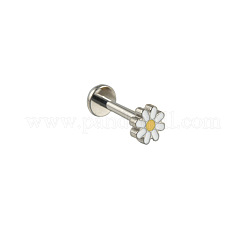 Labret à tige sans filetage en forme de marguerite en laiton émaillé&nbsp;WG42C26-02