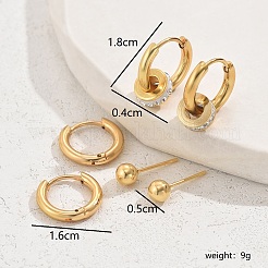 3 Paar minimalistische Ohrring-Sets aus Edelstahl&nbsp;KR5493