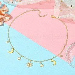 Colliers à pendentif en laiton lune&nbsp;NJEW-TA00164