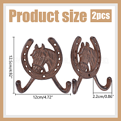 Kleiderhaken aus Gusseisen in Hufeisenform&nbsp;LS-AJEW-WH0696-207B