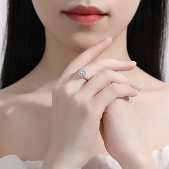 Rhodinierte 925 Sterling Silber Pavé 5.2x3.1mm Moissanit Fingerringe für Damen&nbsp;WG3CEB4-01