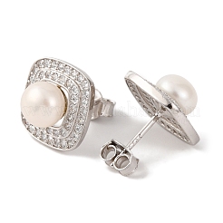 925 pendientes cuadrados de plata de ley&nbsp;EJEW-C115-02P