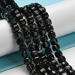 Fili di perline di agata nera naturale tinte e riscaldate&nbsp;G-G005-A01-01