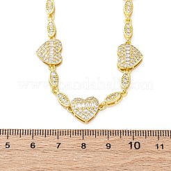 Halsketten mit Herz- und Pferdeauge-Gliederkette aus Messing mit Mikropflaster und klaren Zirkonia für Damen&nbsp;NJEW-G162-01G