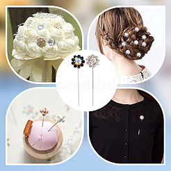 Lange Stecknadeln mit Strass-Blume aus Legierung&nbsp;FIND-WH0111-322