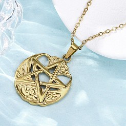 Collares colgantes de acero inoxidable 304 con pentagrama vikingo&nbsp;NJEW-M096-01G
