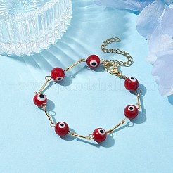Bracelets de chaîne à maillons mauvais œil au chalumeau&nbsp;BJEW-JB10045-04