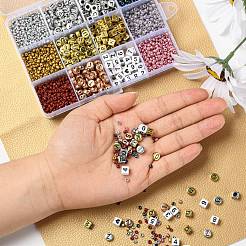 Kit di perline con lettere di colore metallico per kit di risultati per la creazione di gioielli fai-da-te&nbsp;DIY-YW0004-85