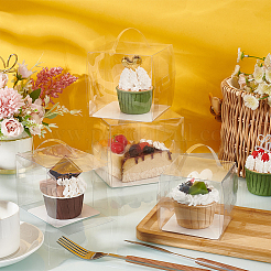 Faltbare transparente Kunststoff-Einzelkuchen-Geschenkverpackungsbox&nbsp;CON-WH0084-42C
