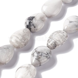 Chapelets de perles en howlite naturelle, larme, 18~19x13~14x7.5~8mm, Trou: 1.2mm, Environ 22 pcs/chapelet, 15.35''~15.75'' (39~40 cm)