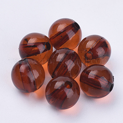 Transparent Acrylic Beads, Round, Coconut Brown, 10x9.5mm, Hole: 1.7mm