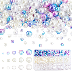 Pandahall elite 1200 stücke 15 stil abs kunststoff nachahmung perle perlen, Runde, Mischfarbe, 4~12 mm, Bohrung: 1.2~2.3 mm