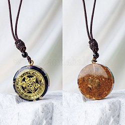 Collana con pendente in orgone con pietre preziose, collana stella di david, cioccolato, 15.35 pollice (39 cm)