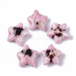 Perline porcellana fatto a mano, fantasia antico porcellanato smaltato, stelle marine / stelle marine, roso, 19~20x20.5~22.5x7.5~8.5mm, Foro: 2 mm