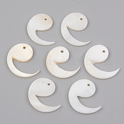 Natural Freshwater Shell Pendants, Comma, Linen, 19~20x15~17x1.5~2mm, Hole: 1.4mm