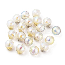 Colgantes de acrílico y abs imitación perla, con la conclusión de aleación, redondo, blanco, 17.5x16mm, agujero: 1.6 mm