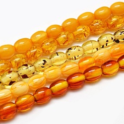 Buddhist Jewelry Beaded Findings Resin Oval Bead Strands, Imitation Amber Style,  Mixed Color, 8x6mm, Hole: 1.2mm, about 49pcs/strand, 15.74inch