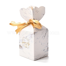 Бумажные коробки конфет, с полиэфирной лентой, для коробки для выпечки, подарочная коробка для детского душа, мраморный узор, 5x5x12.8 см