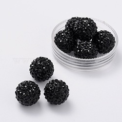 Perles de disco ball avec grade A strass, pour création de des bijoux unisexes, ronde, jet, pp11 (1.7~1.8mm), 12mm, Trou: 1.2mm