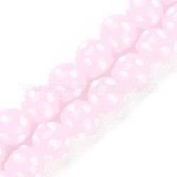 Chapelets de perles vernissées manuelles, avec l'émail, ronde, perle rose, 10~11mm, Trou: 1.5~1.6mm, Environ 36~40 pcs/chapelet, 13.19~14.76 pouce (33.5~37.5 cm)