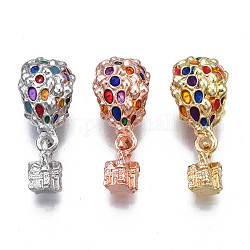 Rack Plating Alloy European Dangle Charms, with Colorful Enamel, Large Hole Pendants, Cadmium Free & Nickel Free & Lead Free, Hydrogen Balloon, Mixed Color, 23.5mm, Hole: 4.5mm, House: 9x6x5.5mm, Balloon: 16.5x10x10mm