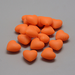 Food Grade Eco-Friendly Silicone Focal Beads, Chewing Beads For Teethers, DIY Nursing Necklaces Making, Heart, Dark Orange, 19x20x12mm, Hole: 2mm
