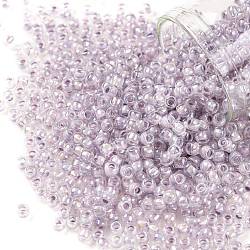 Toho perles de rocaille rondes, Perles de rocaille japonais, (786) couleur intérieure ab cristal / lavande pâle doublée, 8/0, 3mm, Trou: 1mm, environ 10000 pcs / livre
