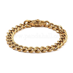 Placcatura ionica (ip) 304 braccialetto a catena a maglie cubane in acciaio inossidabile, oro, 9-1/8 pollice (23.2 cm)