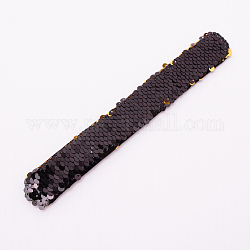 Bracelets sirène slap, Bracelets à paillettes avec breloque réversible bicolore, brun coco, 214x28x5.5mm