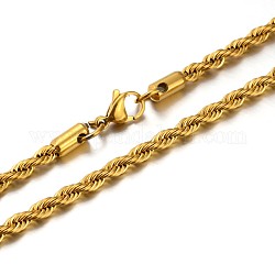 Collares de cadena de cuerda de 304 acero inoxidable, con cierre de langosta, dorado, 23.6 pulgada (59.9 cm)