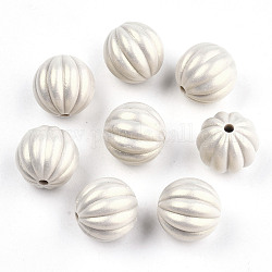 Spray Painted Acrylic Beads, Rubberized Style, Pumpkin, Pale Goldenrod, 17x16.5mm, Hole: 2mm