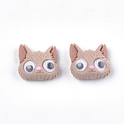 Cabujones de resina de gatito, con plástico, forma de cabeza de gato de dibujos animados, burlywood, 19.5x20.5~21x10mm