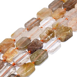 Chapelets de perles en quartz de rutile naturel, rectangle, 15~17x10~13x5~7mm, Trou: 1mm, Environ 22 pcs/chapelet, 15.94 pouce (40.5 cm)