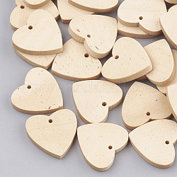 Ciondoli in legno, cuore, grano, 19x19x3mm, Foro: 1.5 mm